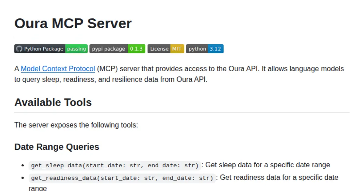 Oura MCP Server
