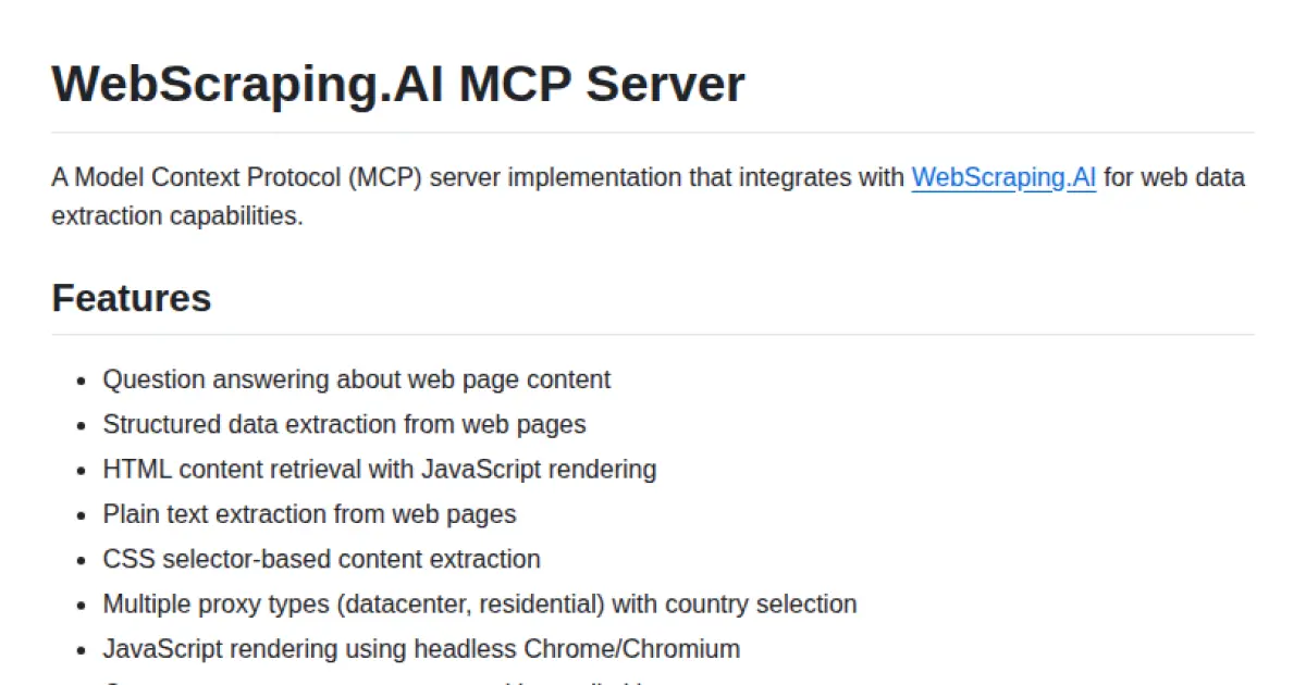 WebScraping.AI MCP Server