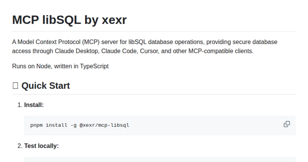 MCP libSQL by xexr