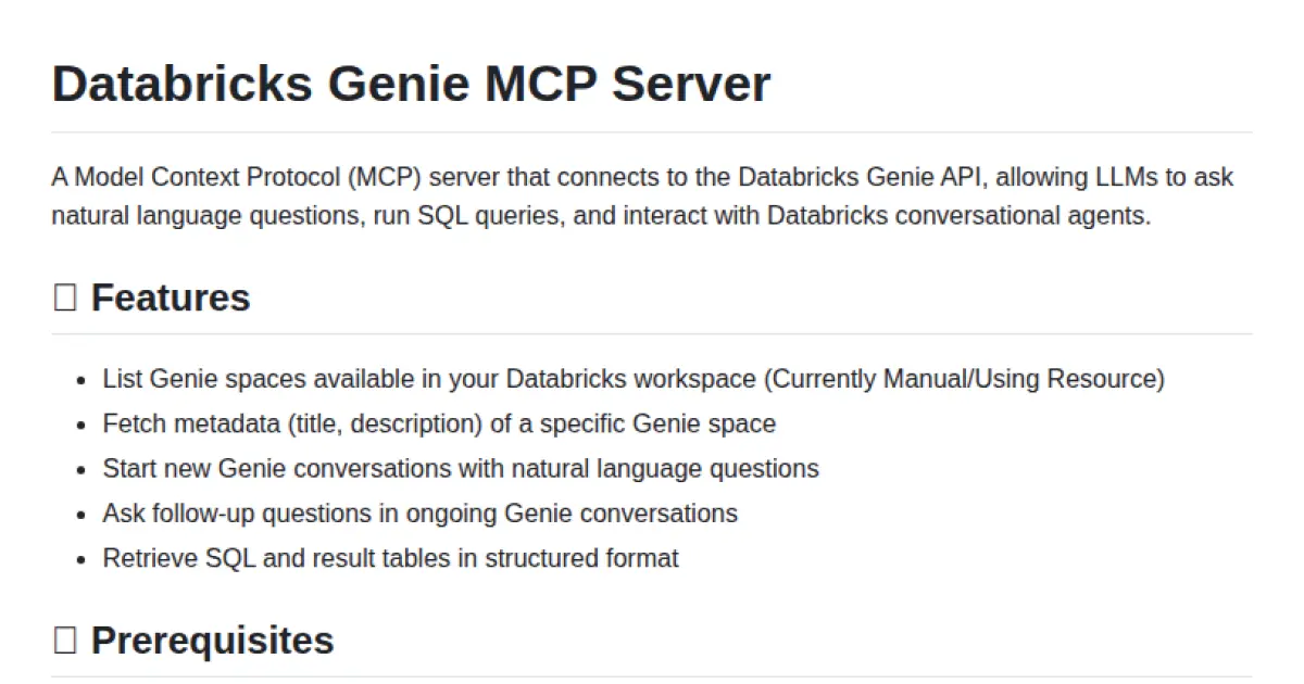 Databricks Genie MCP Server