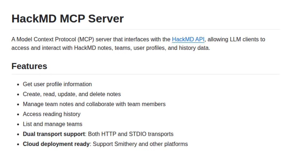 HackMD MCP Server