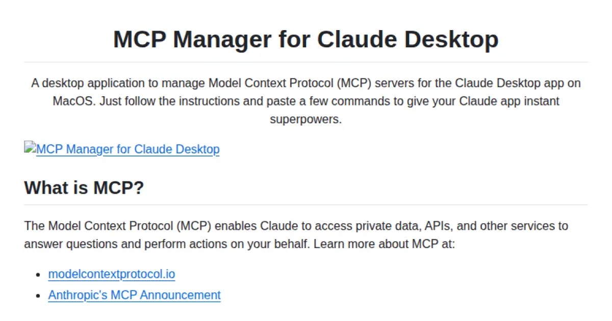 MCP Manager for Claude Desktop