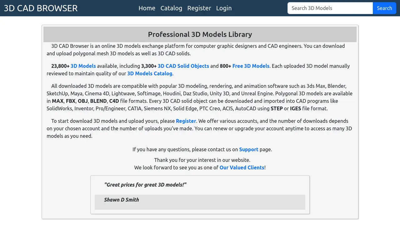 3D CAD Browser - Professional 3D Models Library for Designers and Engineers