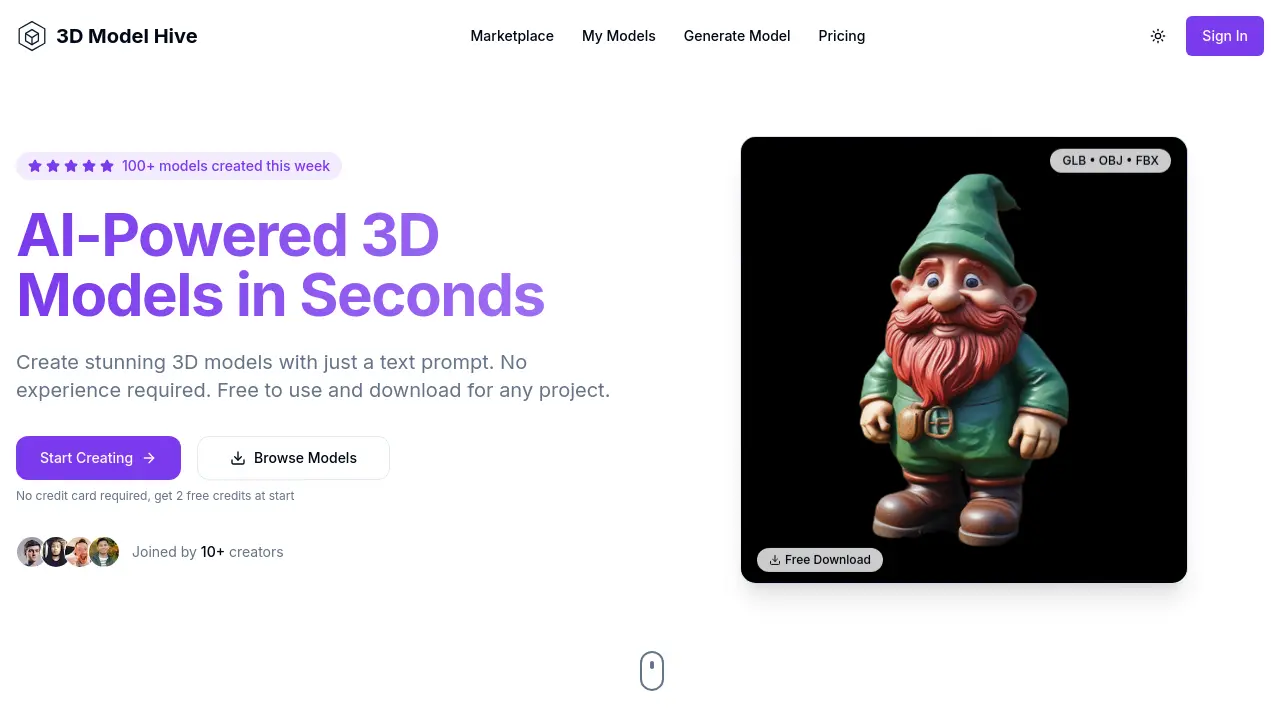 3D Model Hive - AI-Powered 3D Models in Seconds