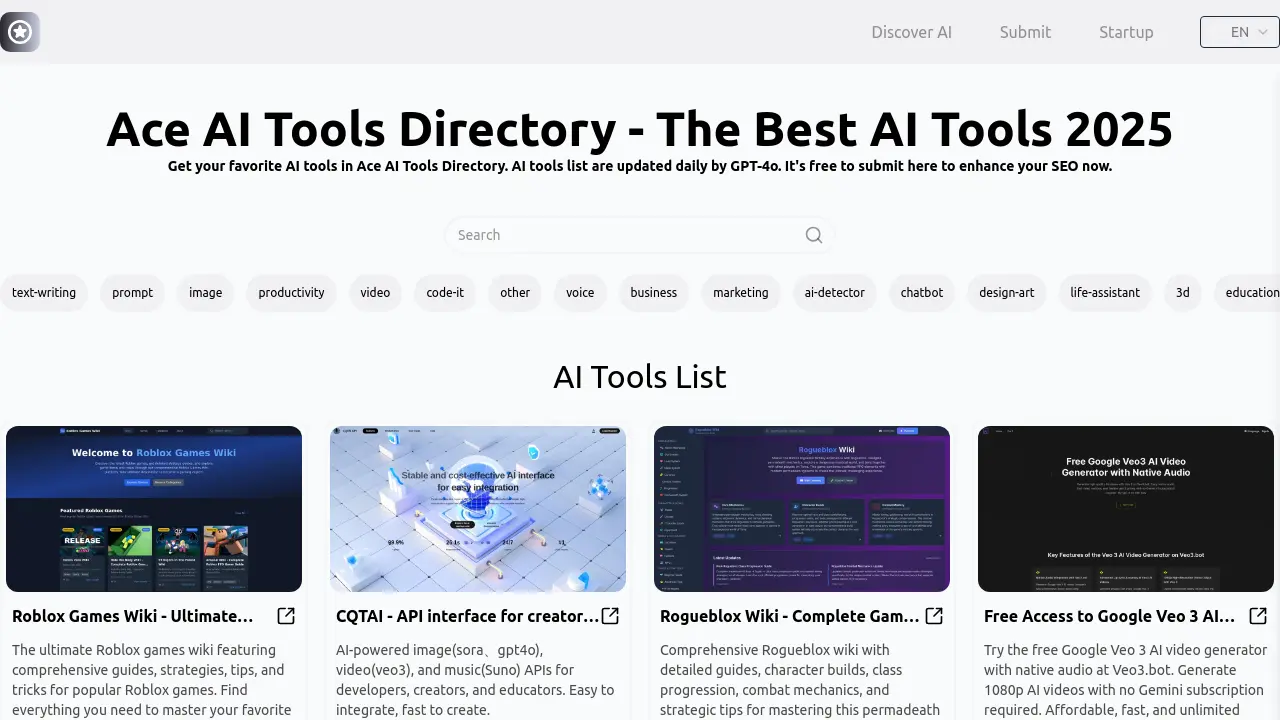 Ace AI Tools Directory screenshot