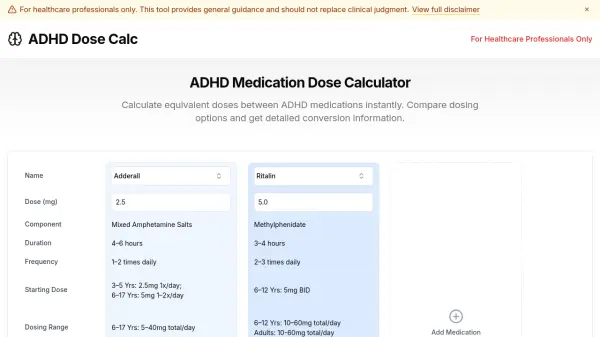 ADHD Dose Calc