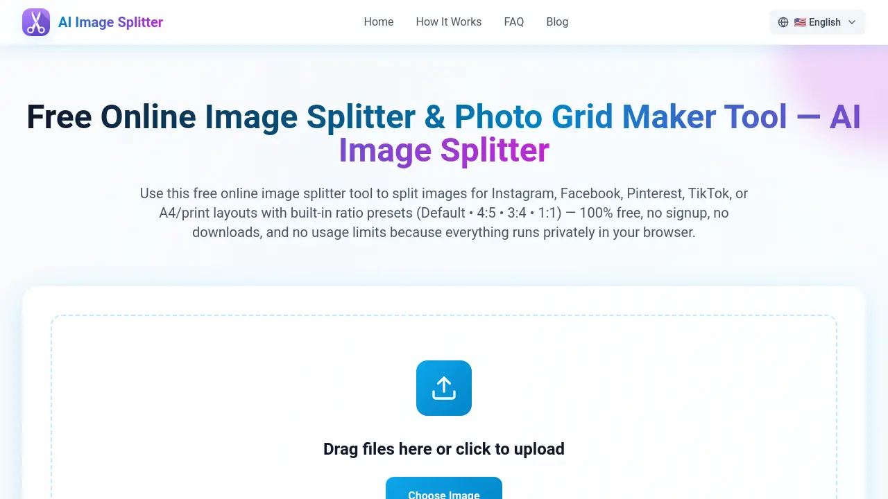 AI Image Splitter - Free Online Image Splitter & Photo Grid Maker Tool