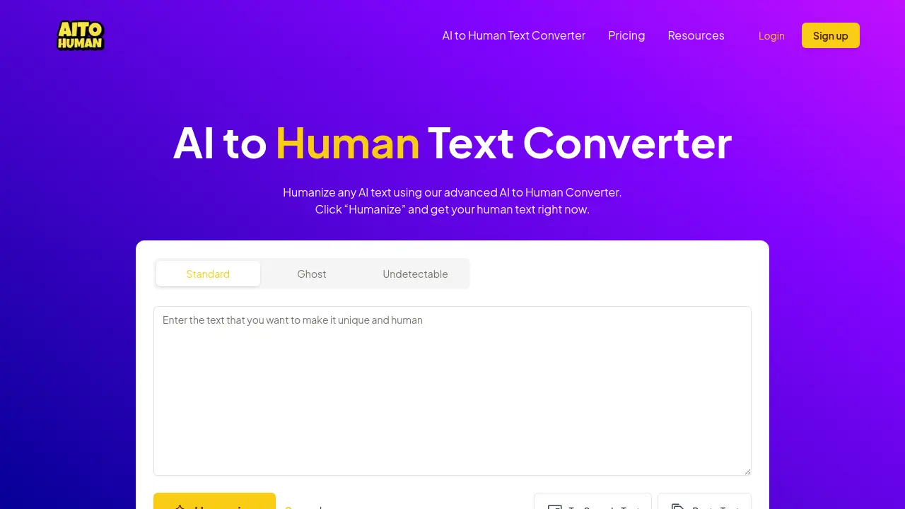 AI to Human - Humanize any AI text with advanced AI to Human Converter