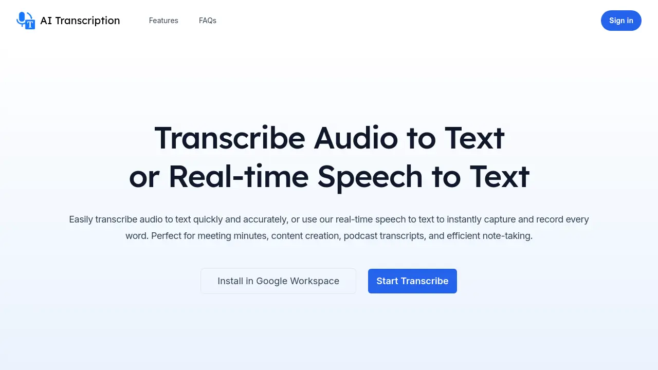AI Transcription screenshot