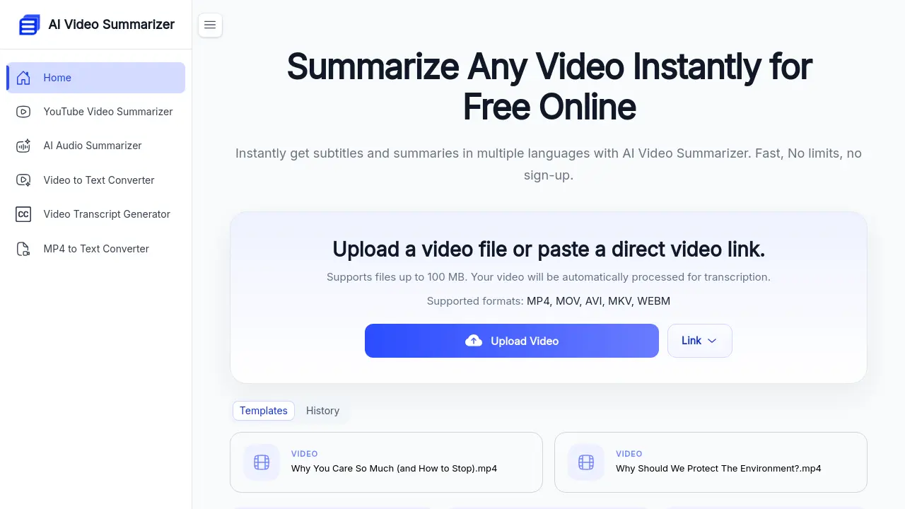 AI Video Summarizer screenshot