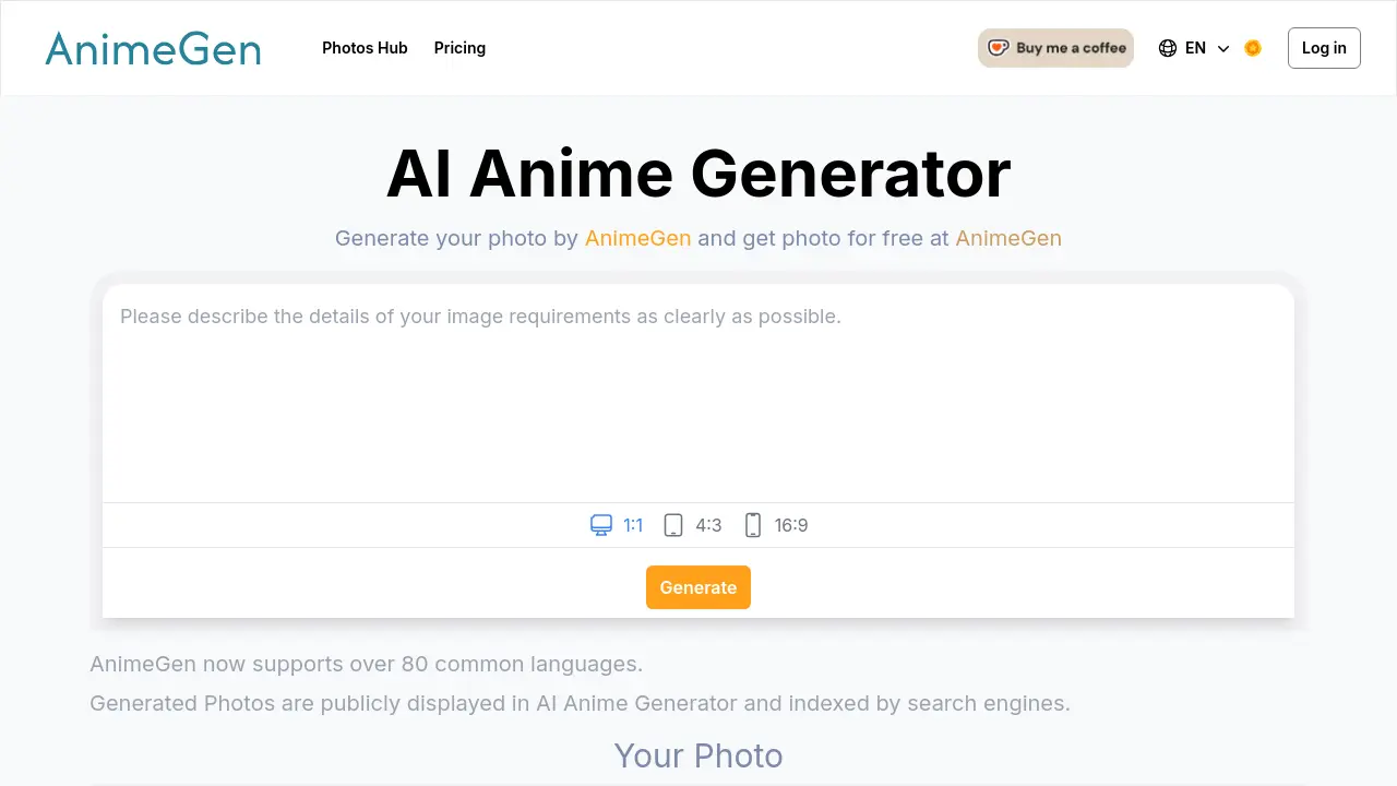 aianimegen.org - Transform your photos into anime-style artwork using AI