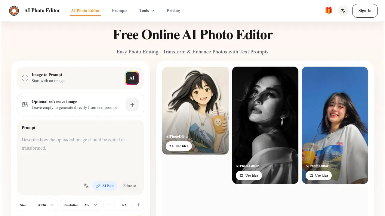 aiphotoeditor.io screenshot
