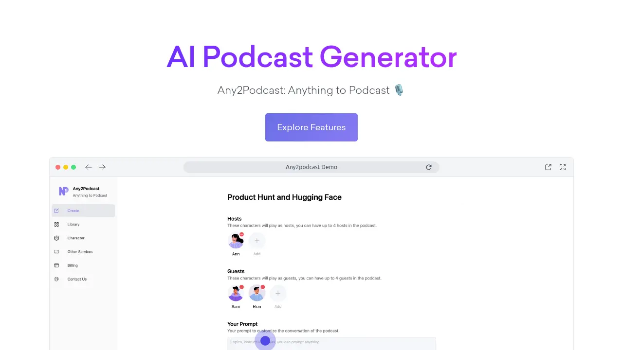 Any2Podcast screenshot