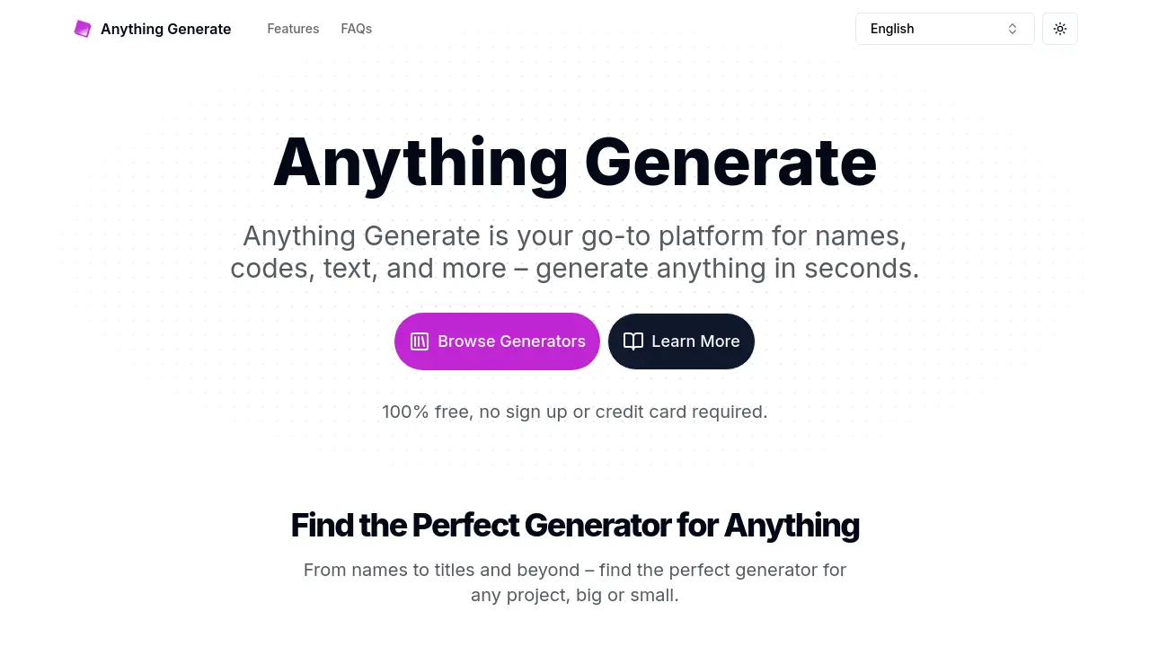 Anything Generate - Your go-to platform for names, codes, text, and ...
