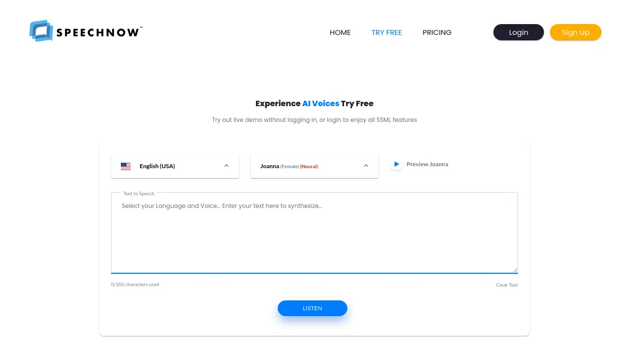 app.speechnow.co screenshot