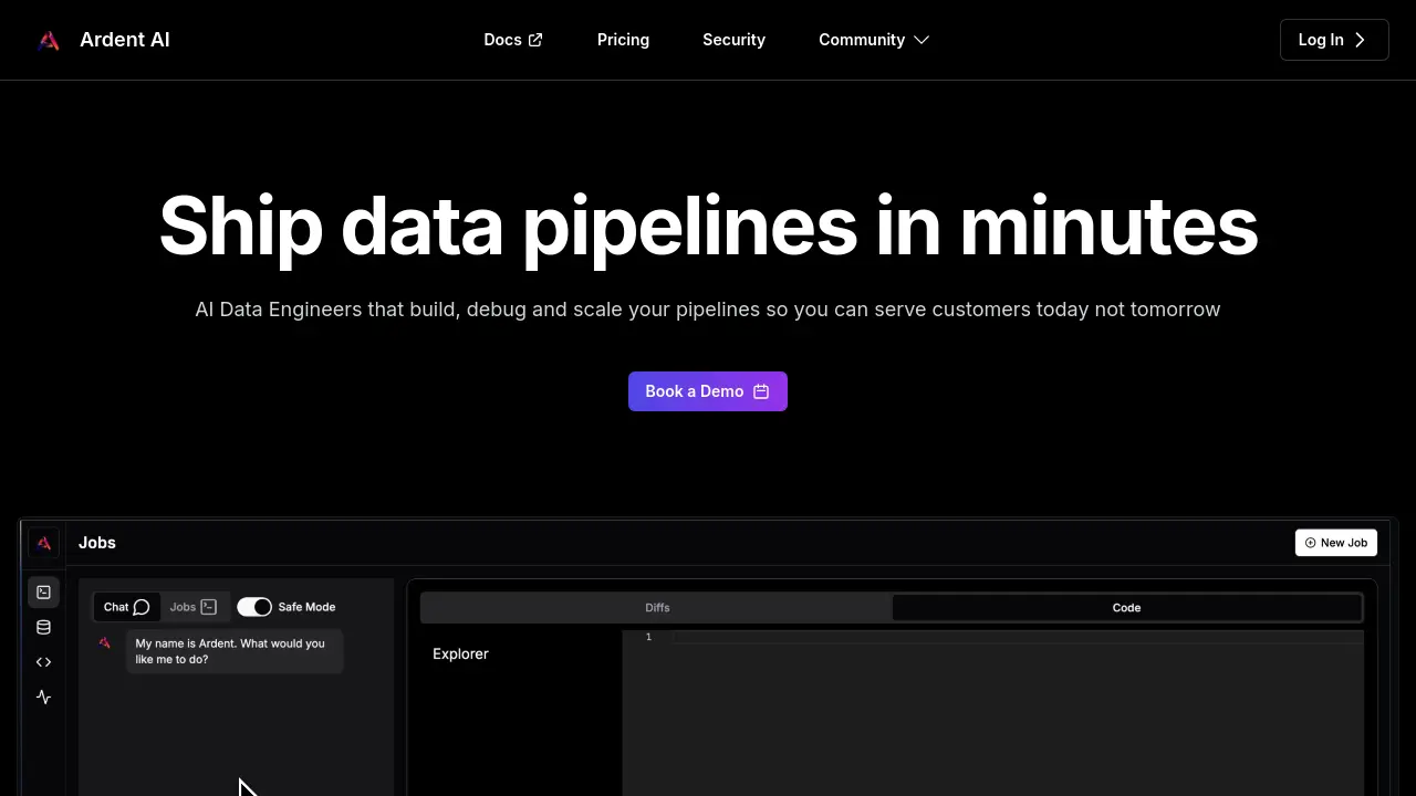 Ardent AI - Ship data pipelines in minutes