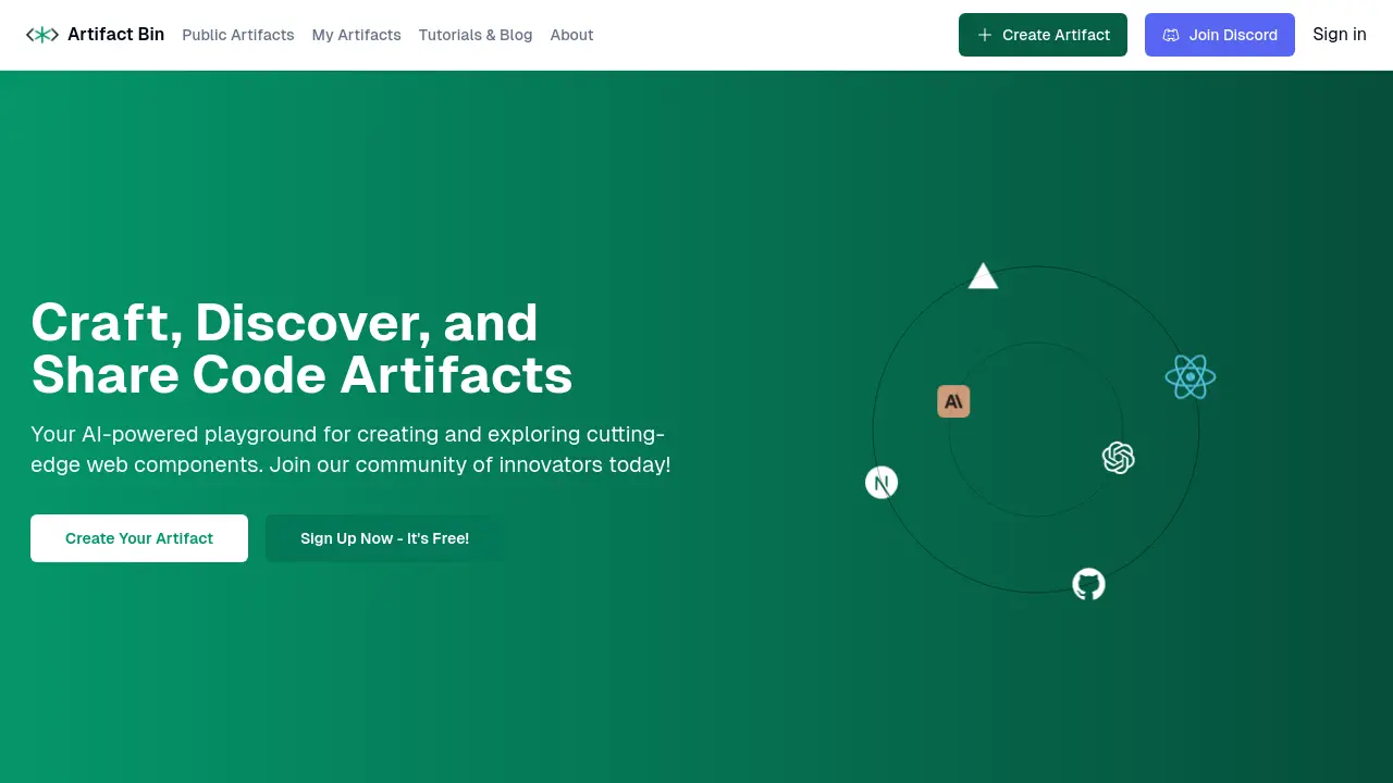 Artifact Bin - Craft, Discover, and Share Code Artifacts