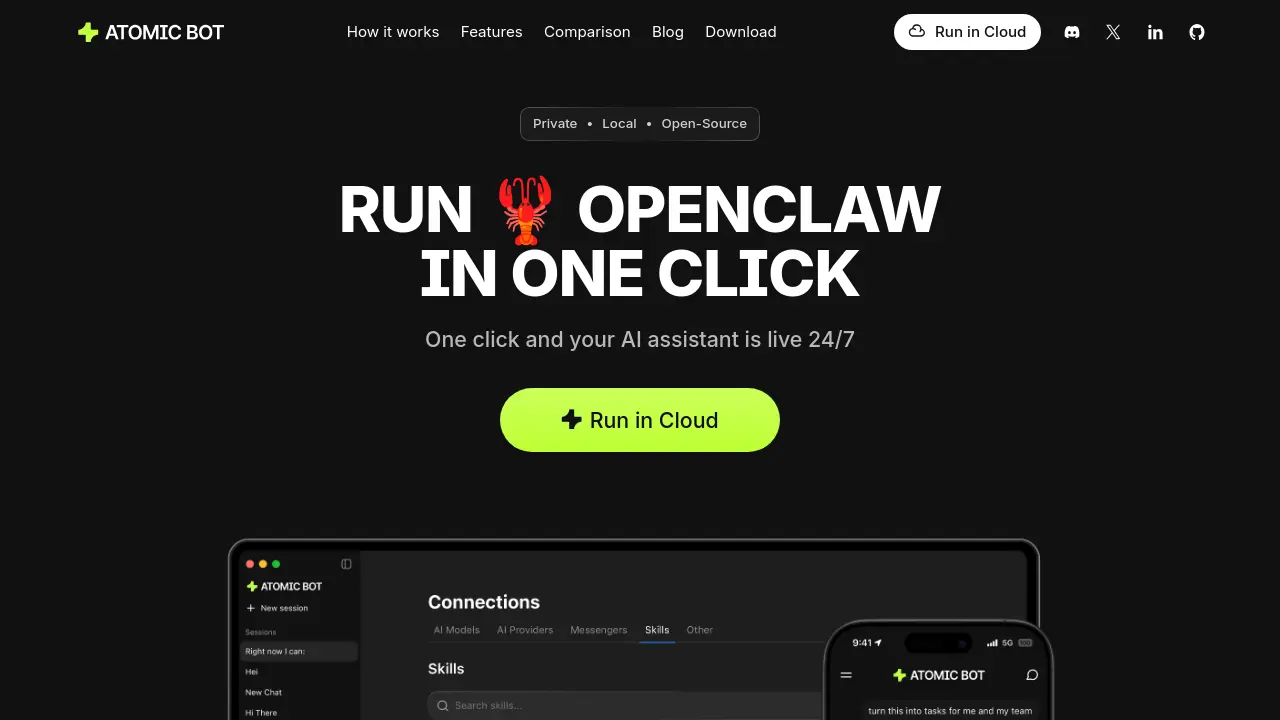 Atomic Bot - Turn OpenClaw into a Personal AI Assistant That Actually Works