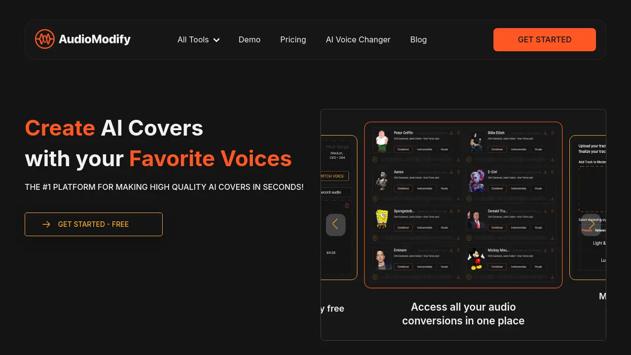 AudioModify - The #1 Platform For Making High Quality AI Covers In Seconds!