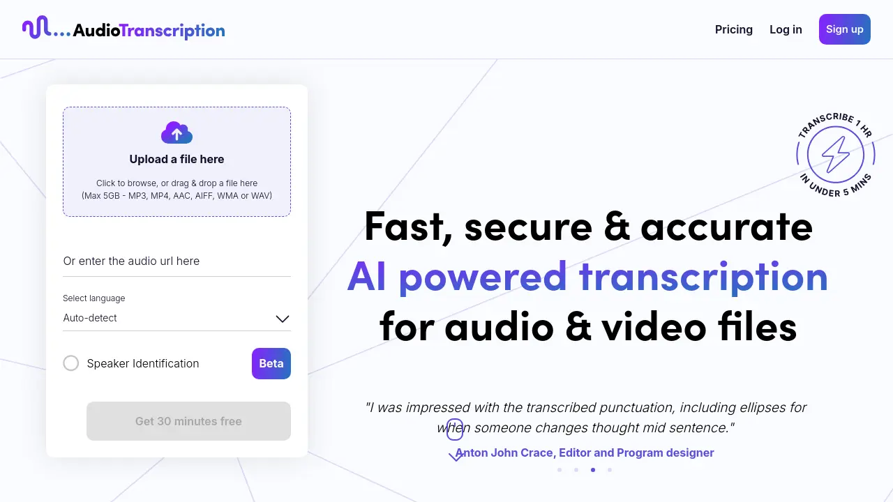 AudioTranscription.ai screenshot