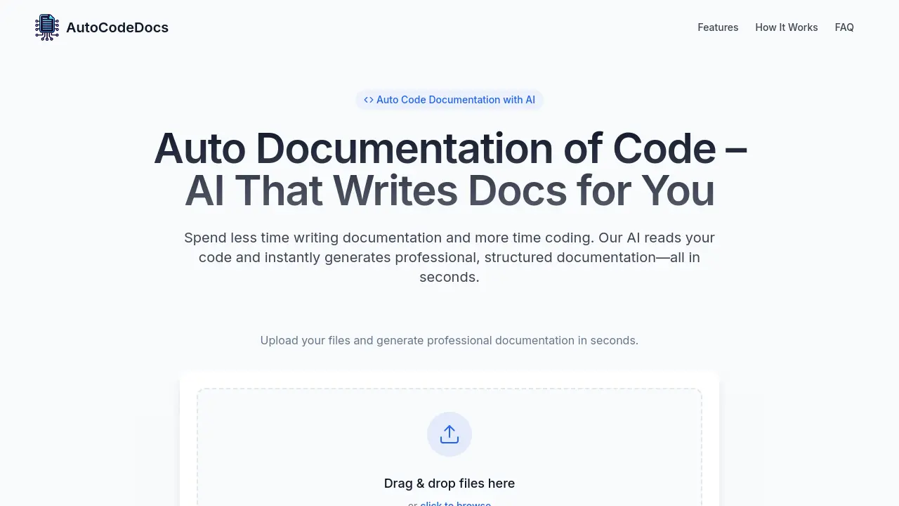 AutoCodeDocs - Instant AI-Powered Code Documentation Generator