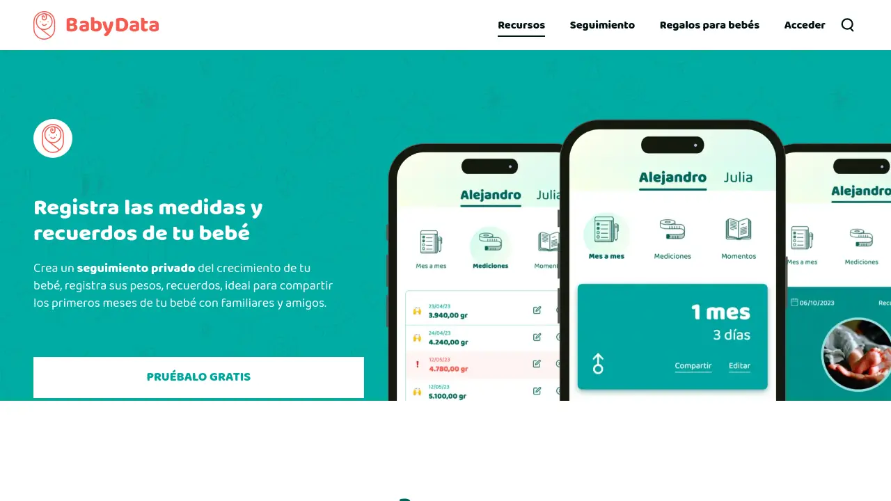Baby Data - Seguimiento del crecimiento e hitos del desarrollo de tu bebé