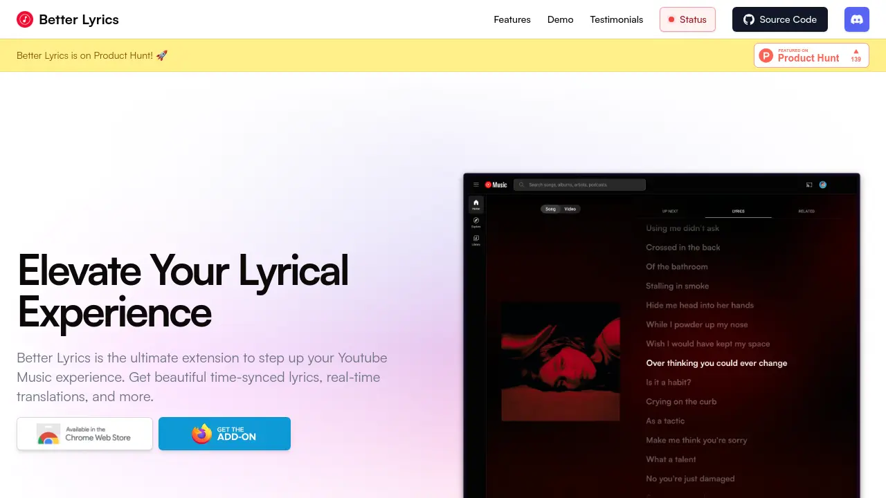 Better Lyrics - Elevate Your Lyrical Experience on Youtube Music