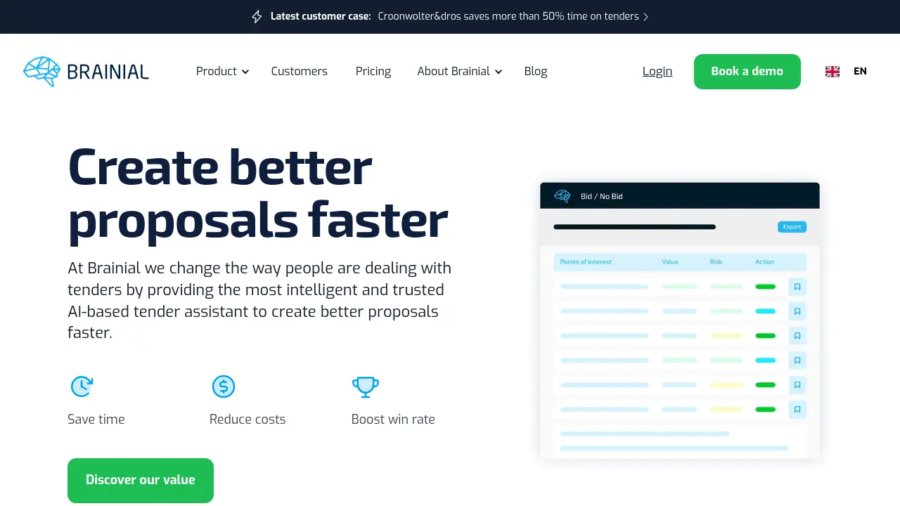 Brainial - Create better proposals faster with AI-powered tender assistance