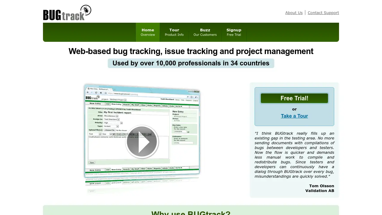 BUGtrack - Web-based bug tracking, issue tracking and project management