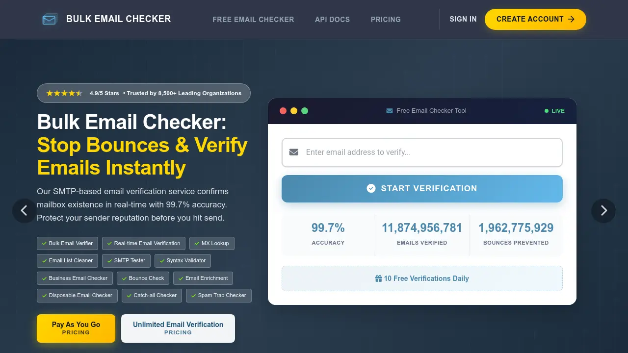 Bulk Email Checker - Stop Bounces & Verify Emails Instantly