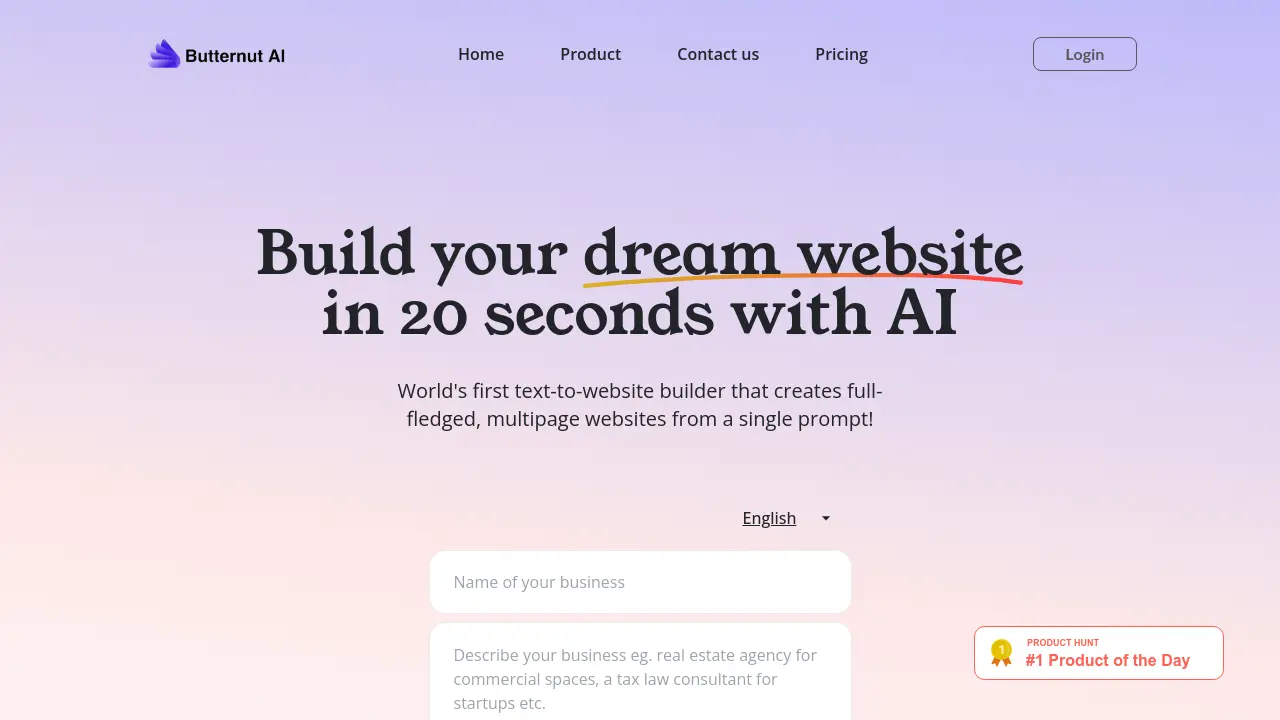 Butternut AI - Build Your Dream Website in 20 Seconds with AI
