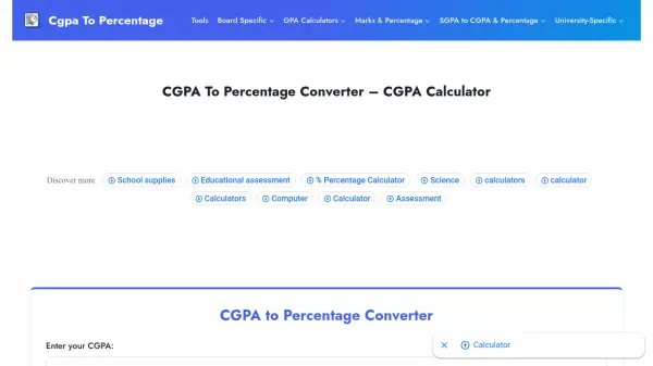 CGPA to Percentage Calculator