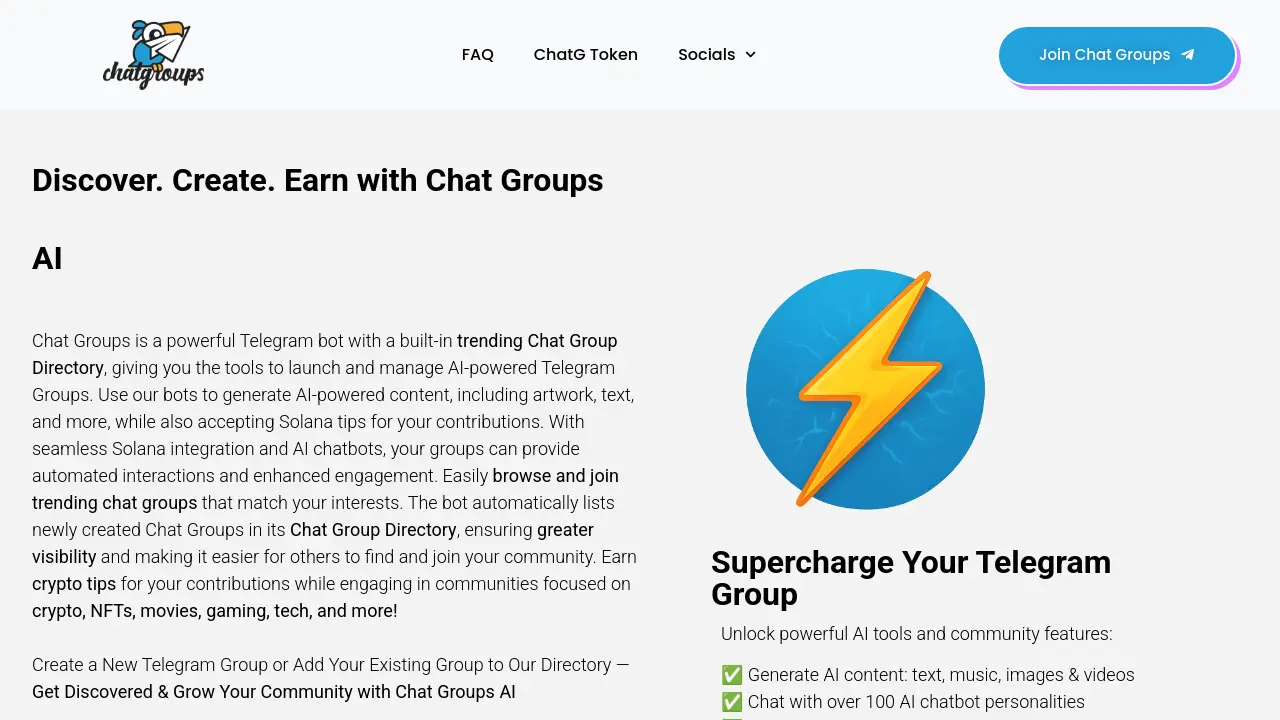 Chat Groups - Discover. Create. Earn with Chat Groups AI
