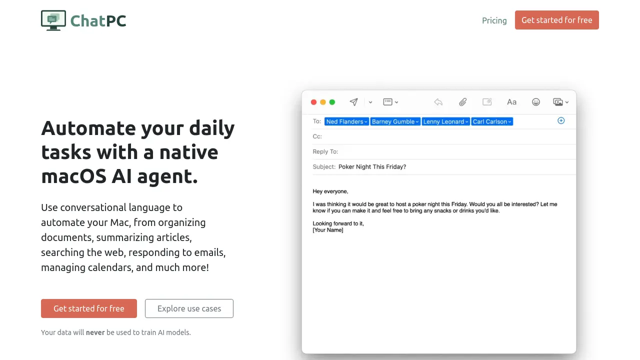 Task Manager Sign In ChatPC - Automate your daily tasks with a native macOS AI agent.