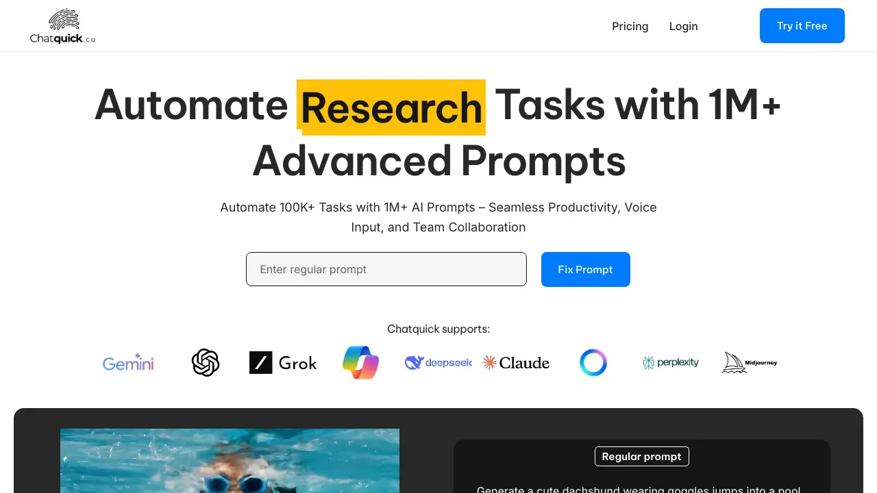 Chat Writing Task ChatQuick - Automate Tasks with 1M+ Advanced Prompts