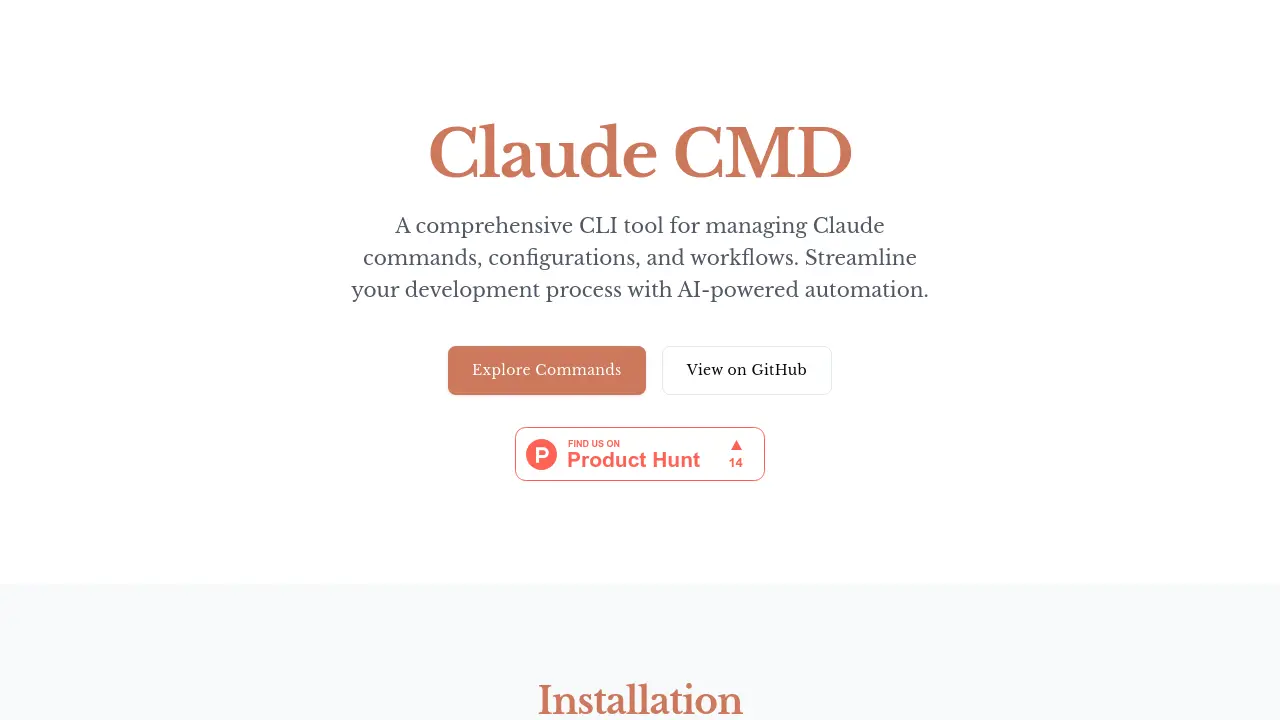 Claude CMD - AI-powered CLI tool for streamlining development workflows