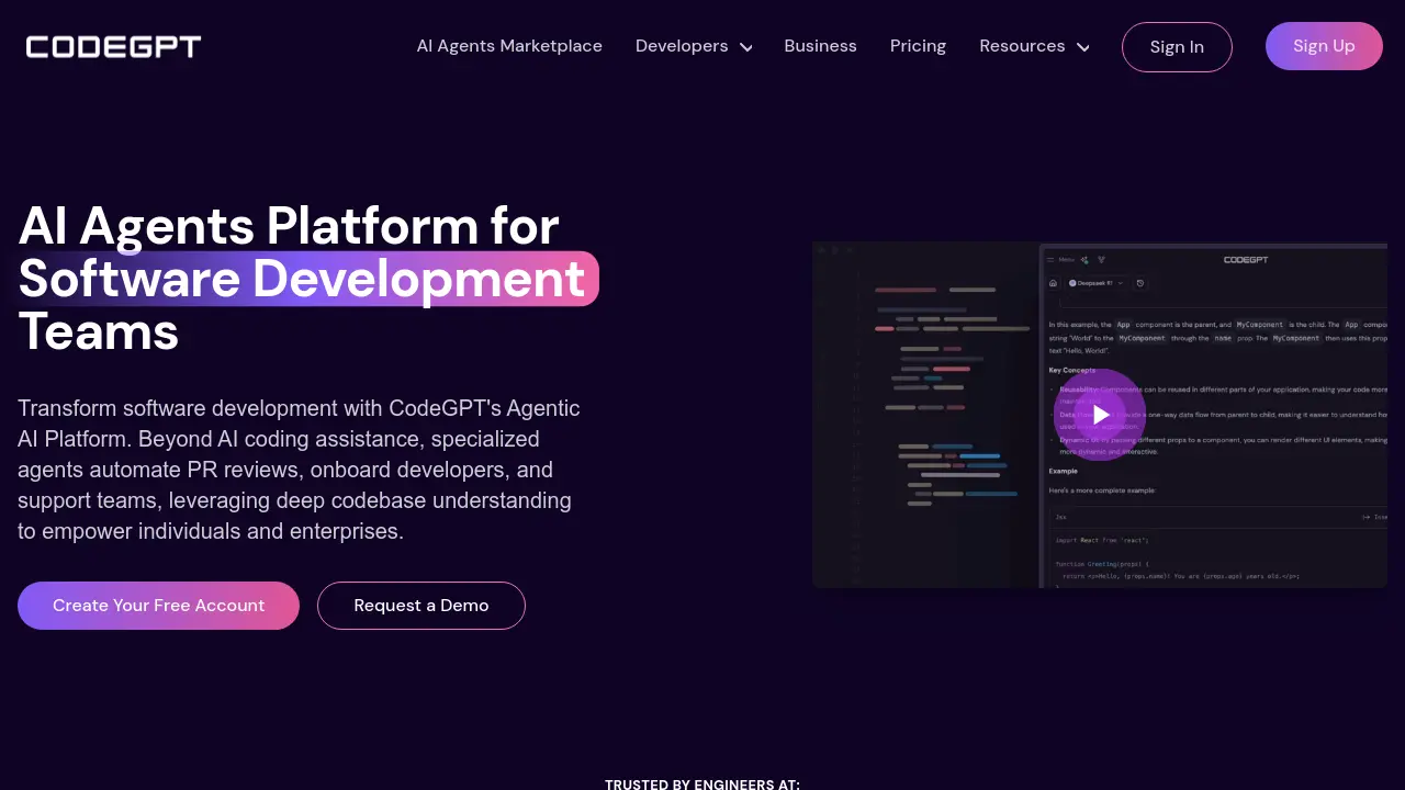 CodeGPT - AI Agents Platform for Software Development Teams
