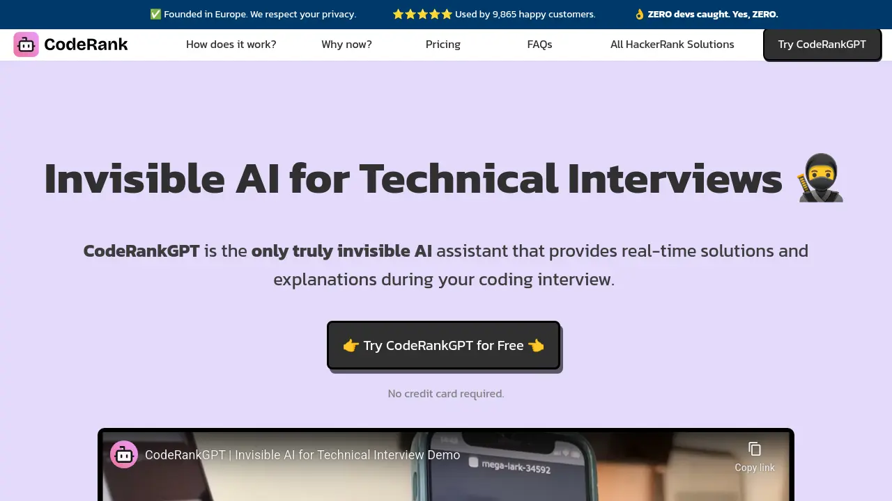 CodeRankGPT - Invisible AI for Technical Interviews