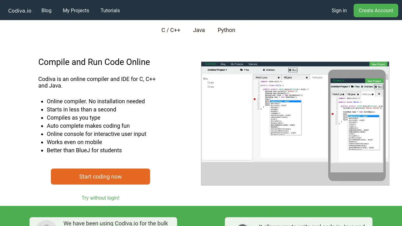 Codiva - Compile and Run Code Online Instantly