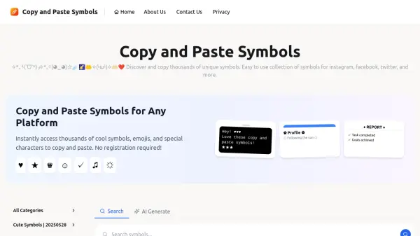 Copy and Paste Symbols