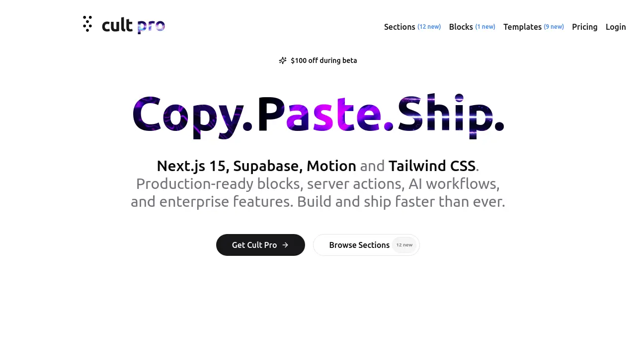 Cult Pro - Copy. Paste. Ship. Production-ready Next.js components ...