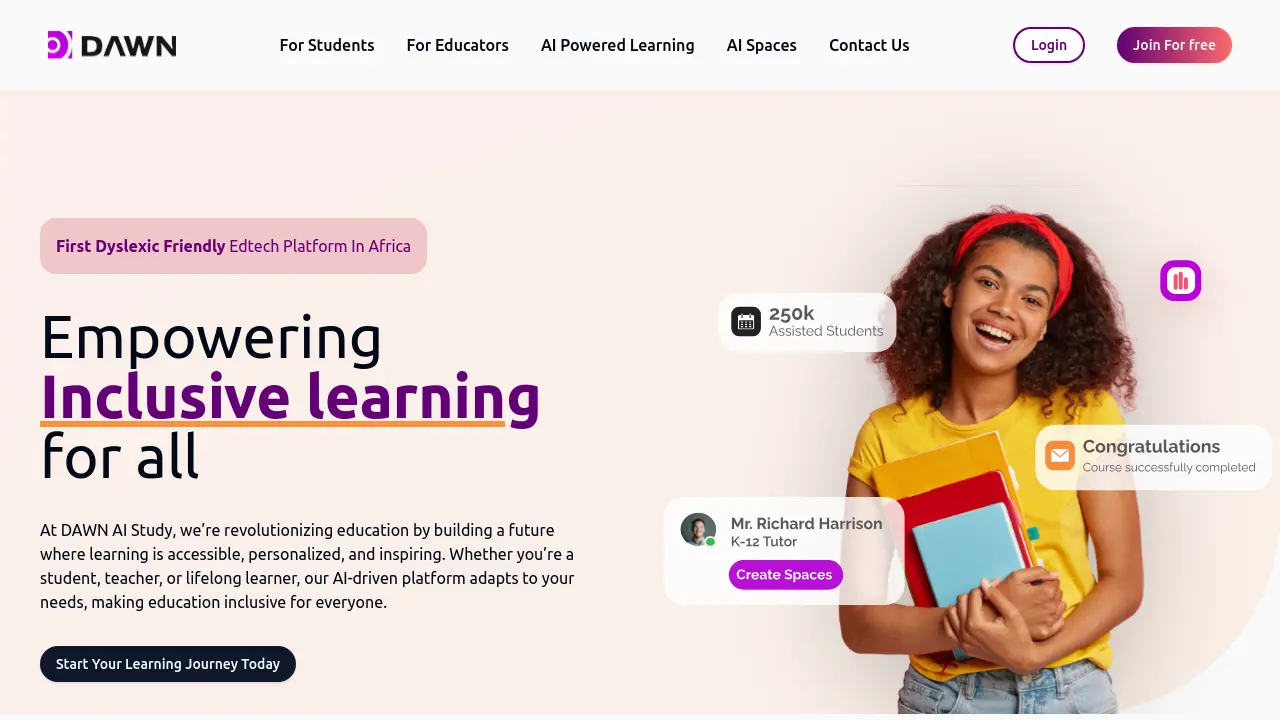 DAWN AI Study Empowering Inclusive Learning for All