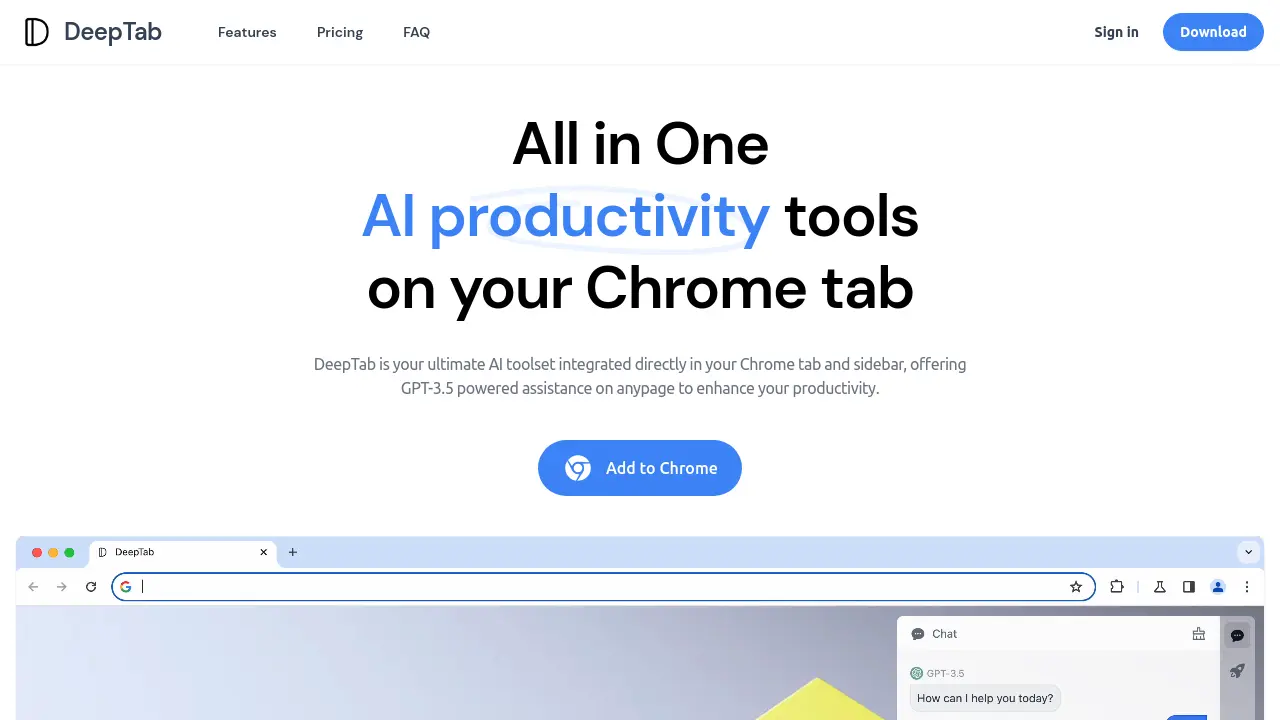 DeepTab - All in One AI productivity tools on your Chrome tab
