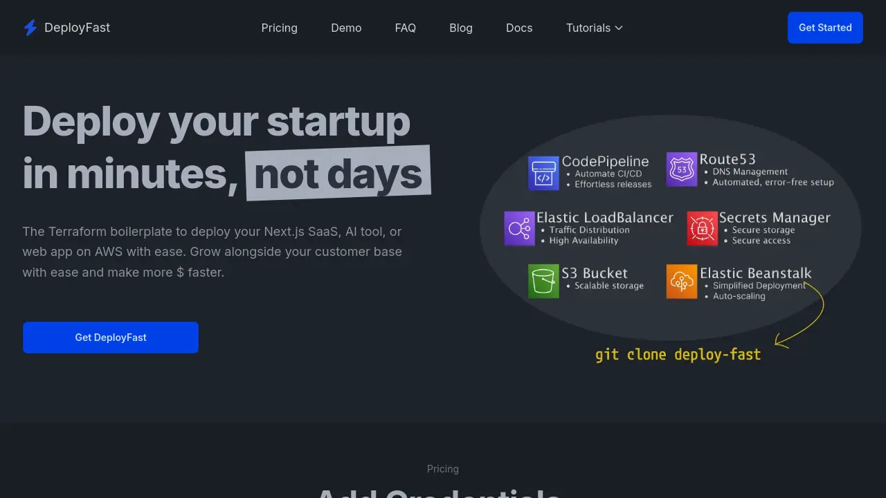 DeployFast - Deploy your startup in minutes, not days
