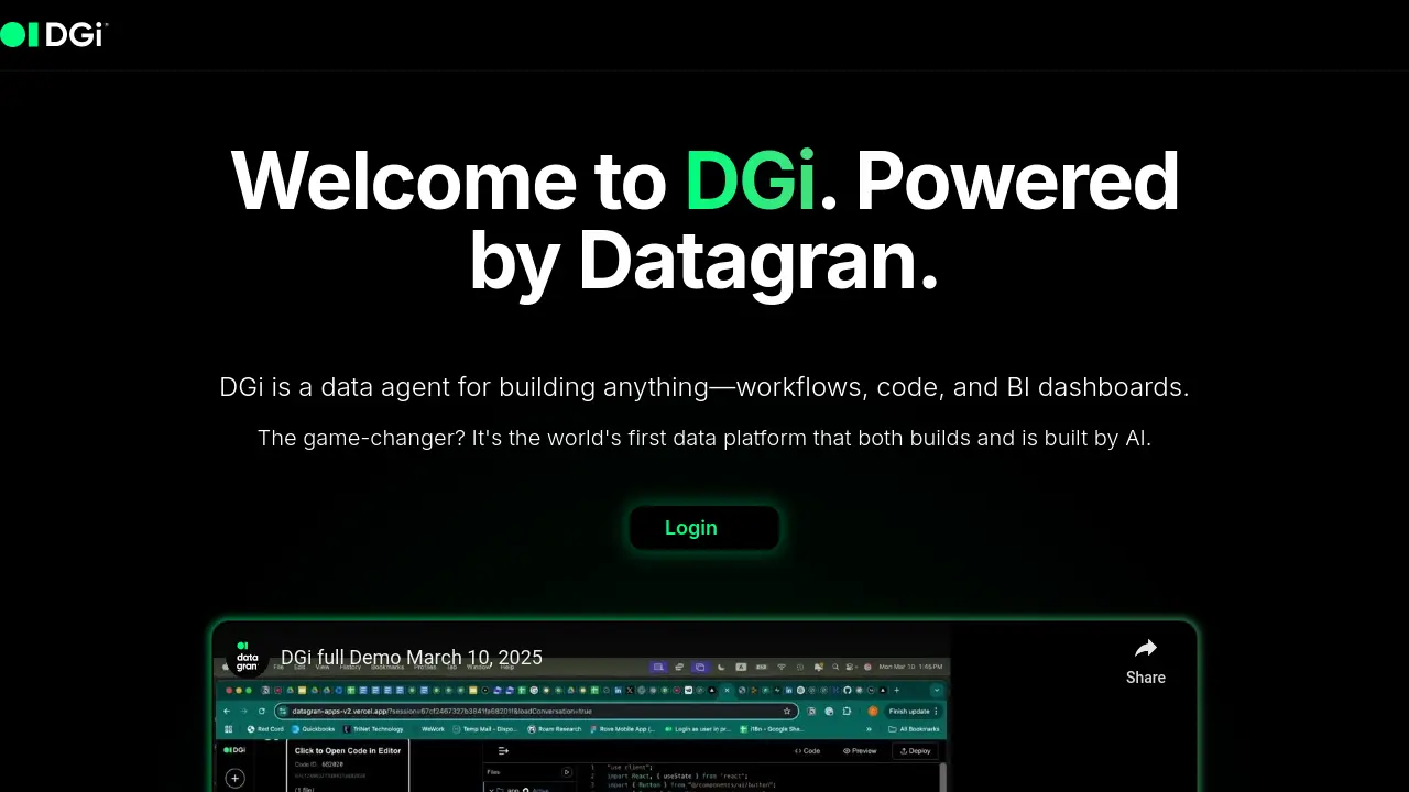 DGi - A data agent for building anything—workflows, code, and BI ...