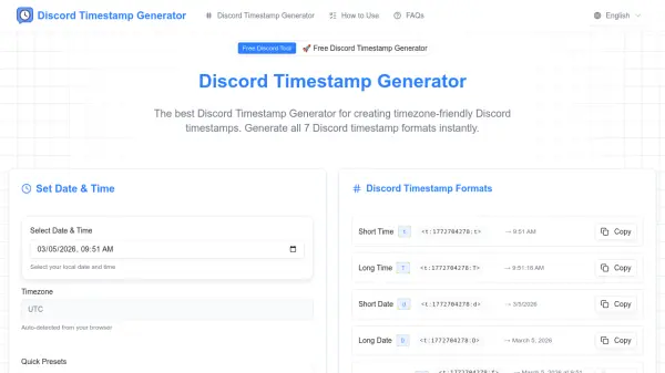 Discord Timestamp Generator