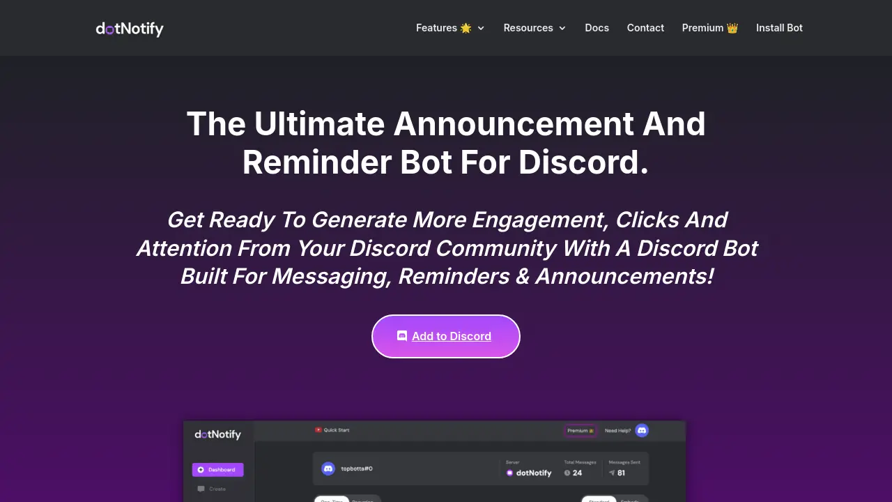 dotNotify - The Ultimate Announcement And Reminder Bot For Discord