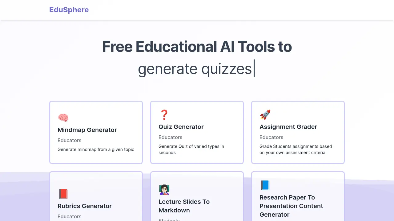 EduSphere - Free Educational AI Tools