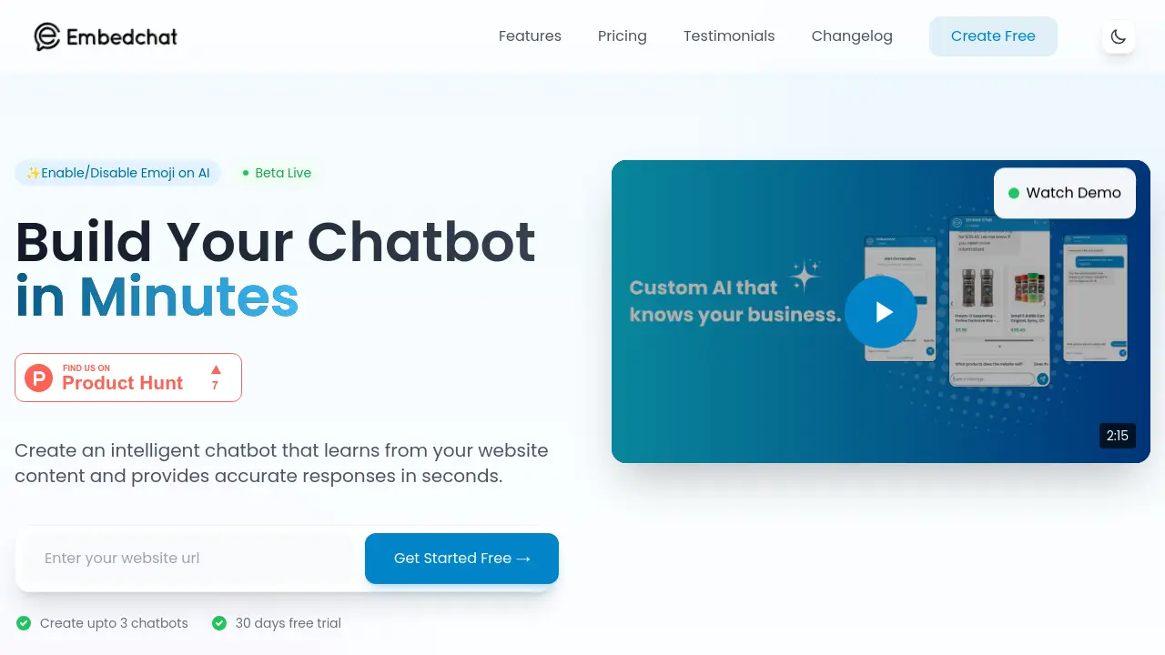 EmbedChat - Build a Custom AI Chatbot for Your Website