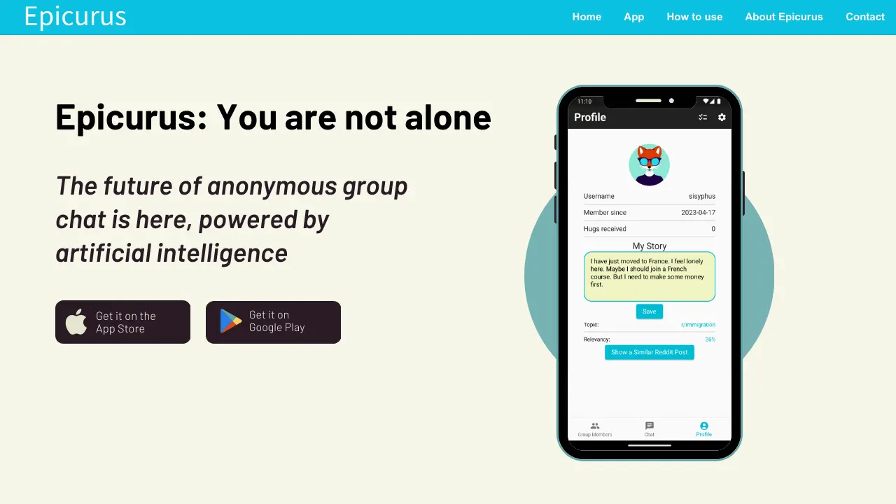 Epicurus - The future of anonymous group chat powered by AI